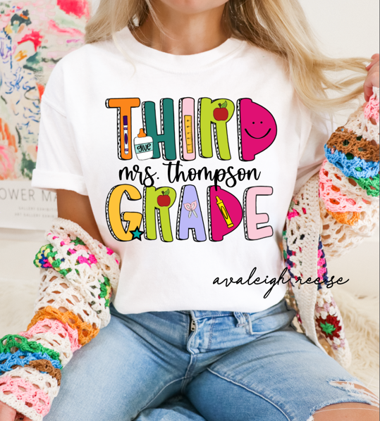 Custom Third Grade Teacher Shirt, Third Grade Dream Team Shirt, Personalized 3rd Grade Teacher, Back to School Teacher Gifts