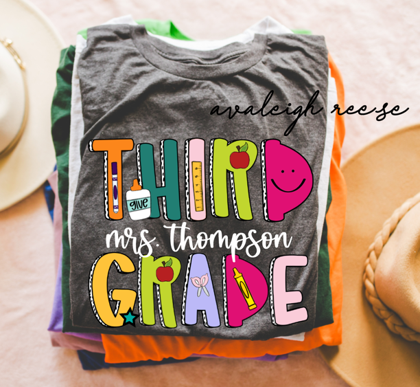 Custom Third Grade Teacher Shirt, Third Grade Dream Team Shirt, Personalized 3rd Grade Teacher, Back to School Teacher Gifts