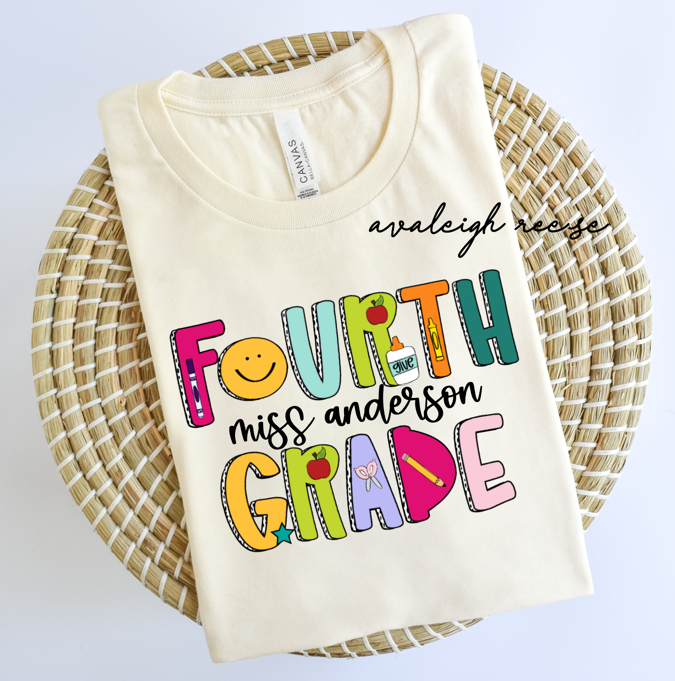 Custom Fourth Grade Teacher Shirt, Fourth Grade Dream Team Shirt, Personalized 4th Grade Teacher, Back to School Teacher Gifts