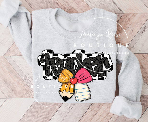Teacher Pencil/Paper Bow Sweatshirts & T-Shirts
