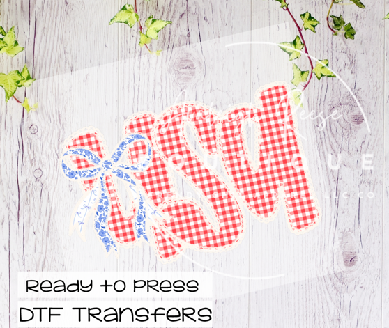 USA Red Gingham DTF Transfer