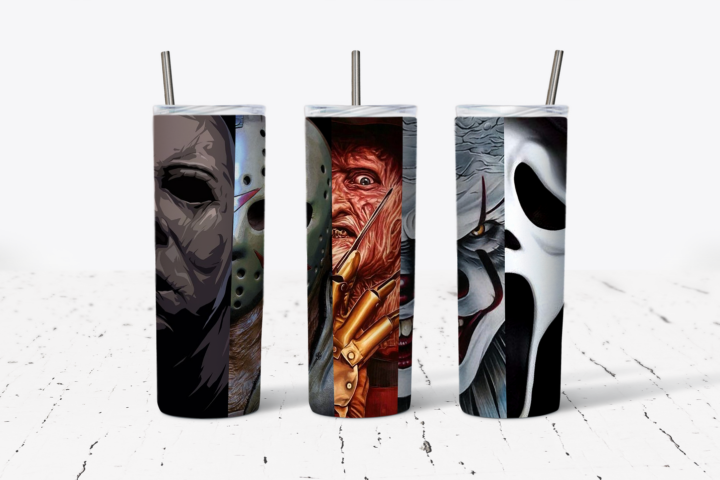 King of Horror 20oz Tumbler - Halloween Tumbler With or Without Lid and Straw  - Kings of Horror Tumbler