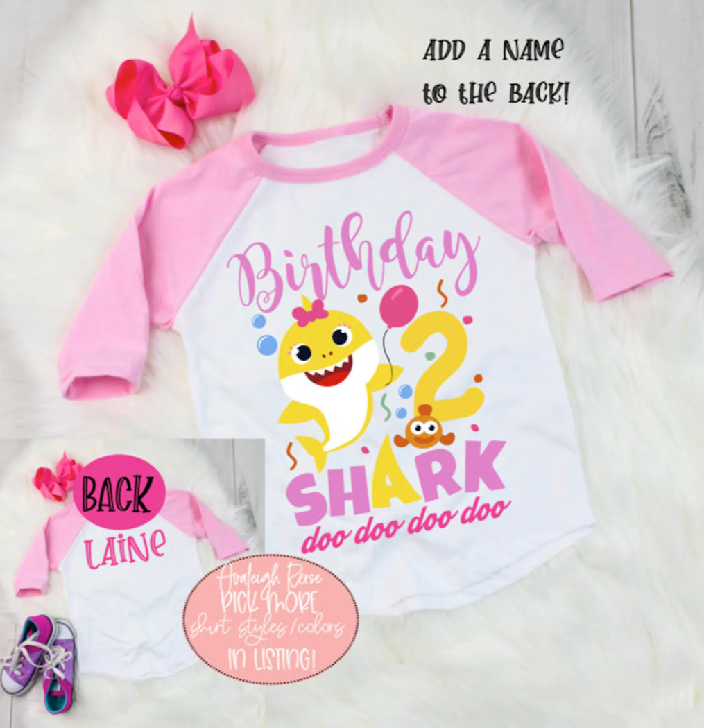 Birthday Shark Tees - Second Birthday Shark Shirts - Family Shark Birthday Raglans