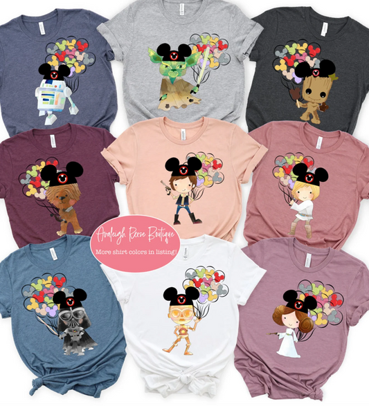 Star Wars/Marvel Group Tees  Star Wars Mickey Shirt Disney Balloon Shirt