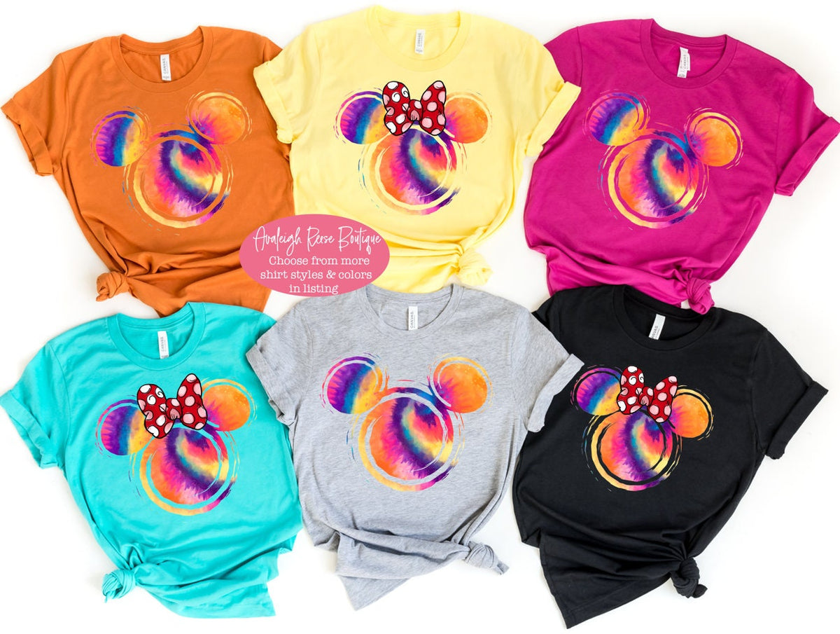 Tie Dye Mickey Ears Tees - Mickey Shirts  - Disney Family Shirts - Trendy Unisex Tees Tie Dye Minnie Ears