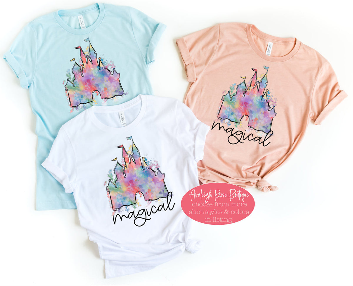 Magical castle Tees - Unisex Disney Shirt  - Watercolor Castle Tees - Magical Disney Vacation Shirts