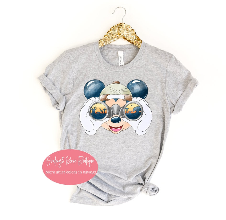 Retro Mickey Safari Face - Safari Mickey Ears Shirt  - Disney Animal Kingdom Family Shirts - Retro Minnie Ears