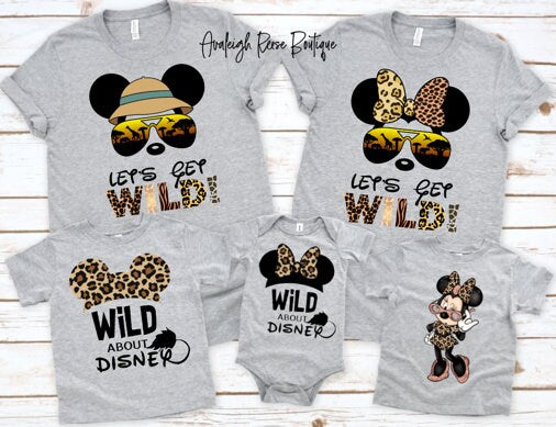 Animal Kingdom Let's Get Wild family shirts, Disney Safari Man Woman Kid Baby Shirt, Disney Safari Group Shirts, Mickey and Minnie Shirts