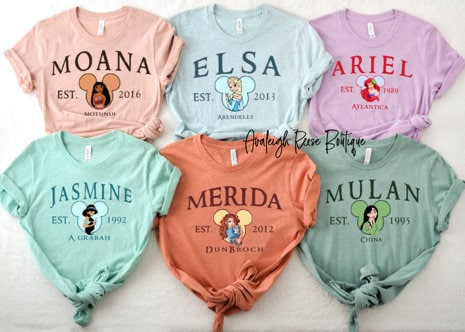 Disney Princess Shirts, Disney Princess Shirt, Disney Character Shirt, Disney Trip Group Shirt, Disney Belle, Cinderella, Jasmine, Rapunzel